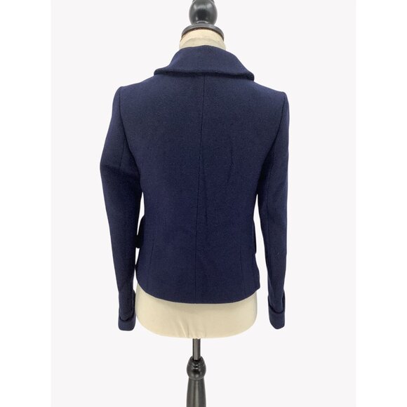 NWT Boden Womens Navy Wool Blend Cropped Jacket With Buttons & Collar Size 4 - Picture 3 of 7